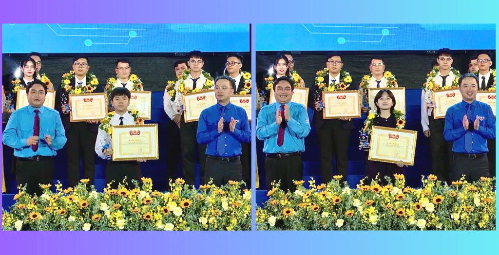 Đại diện 2 nhóm tác giả Trường THPT Chuyên Cao Bằng nhận Giải thưởng "Tuổi trẻ Sáng tạo" năm 2025.